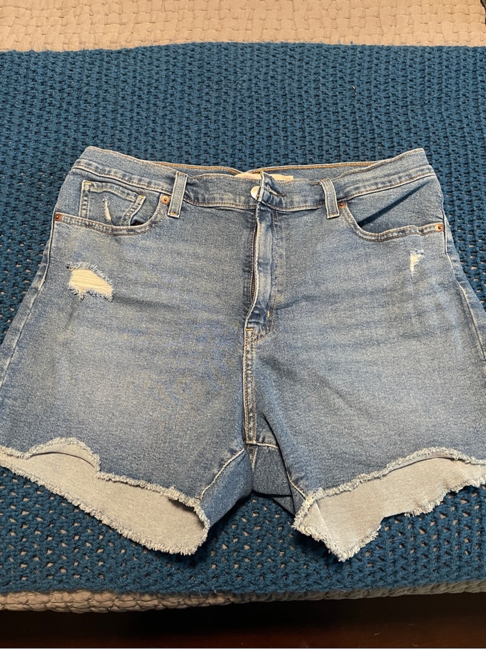 Signature by Levi Strauss Light Blue Distressed Denim Shorts